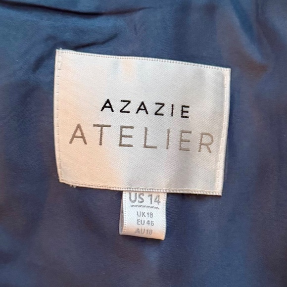 Azazie Women’s Plus Size Jacquard Pleated Midi Dress - Navy - Size 14 - Picture 4 of 5